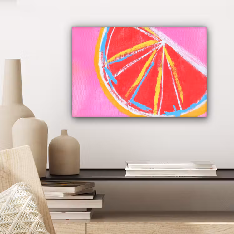 Grapefruit - Geschilderd - Roze - Strepen canvas 2cm klein -sfeer6