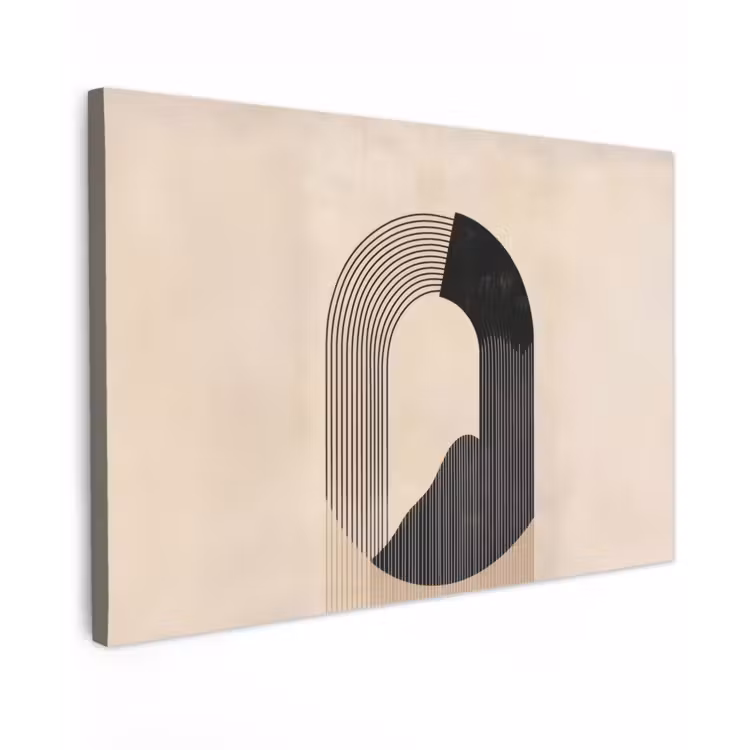 Grafisch gebogen motief - Beige canvas 2cm klein -z3d