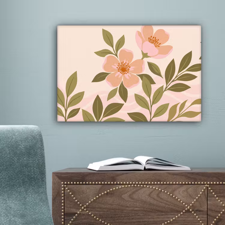 Grafisch - Bloemen - Roze canvas 2cm klein -sfeer4