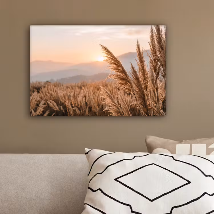 Gras - Veld - Zon - Natuur canvas 2cm klein -sfeer3