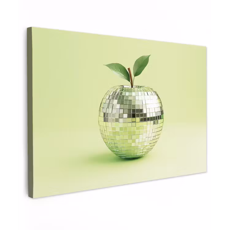 Groen - Disco - Decoratie - Appel canvas 2cm klein -z3d