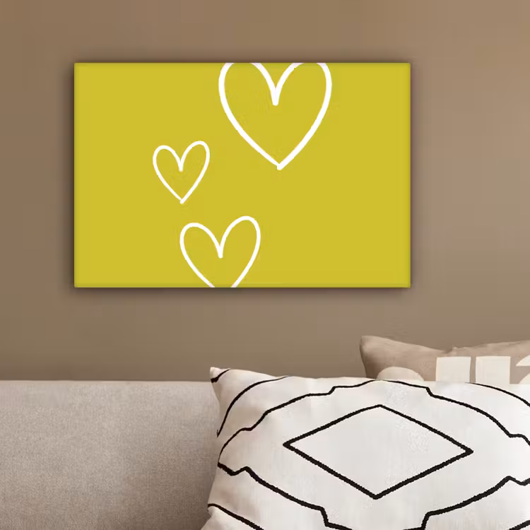 Groen - Hartjes - Wit canvas 2cm klein -sfeer3