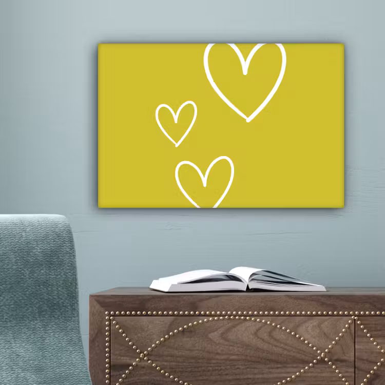 Groen - Hartjes - Wit canvas 2cm klein -sfeer4