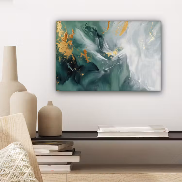 Groen - Modern - Marmer - Abstract canvas 2cm klein -sfeer6
