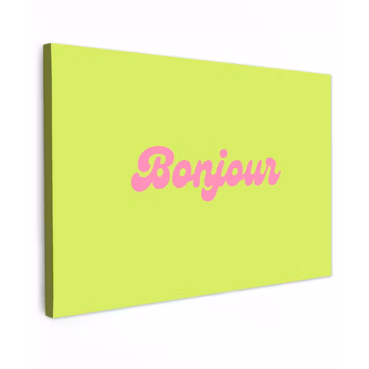 Groen - Roze bonjour - Retro canvas 2cm klein -z3d
