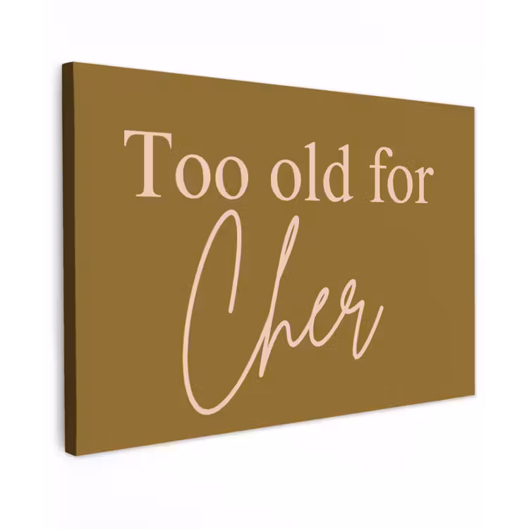 Groen - Too old for cher - Roze canvas 2cm klein -z3d