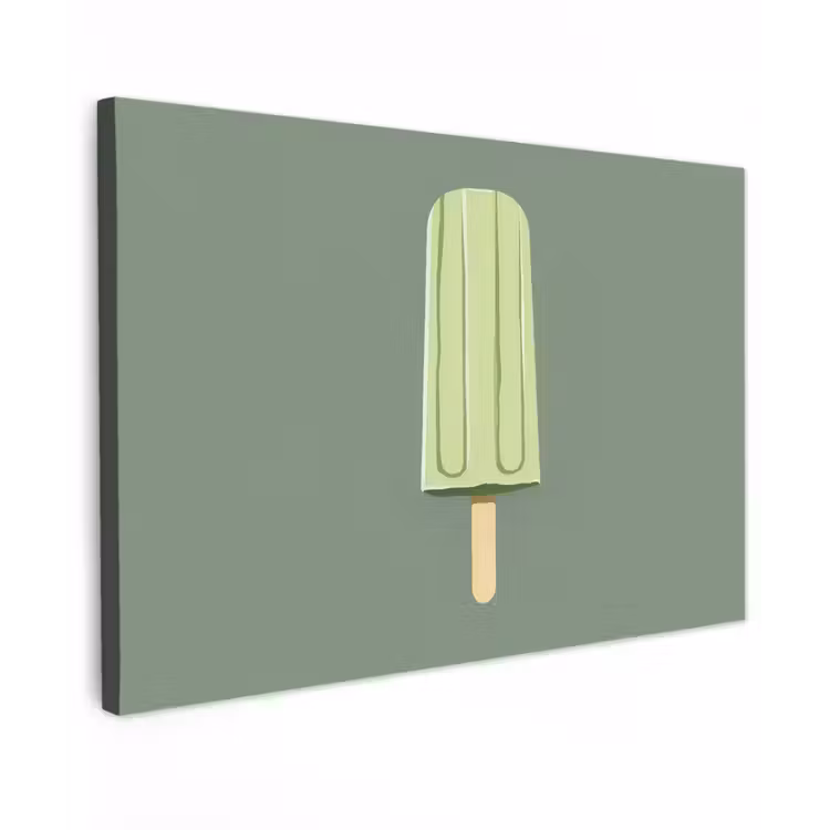 Groen - Waterijsje - Stokje - Illustratie canvas 2cm klein -z3d