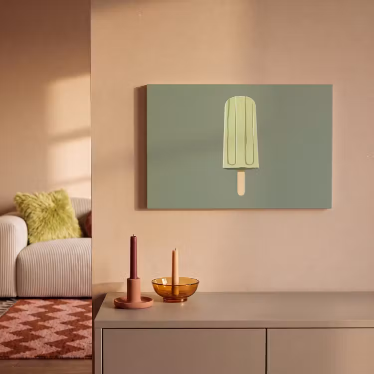 Groen - Waterijsje - Stokje - Illustratie canvas 2cm klein -sfeer1