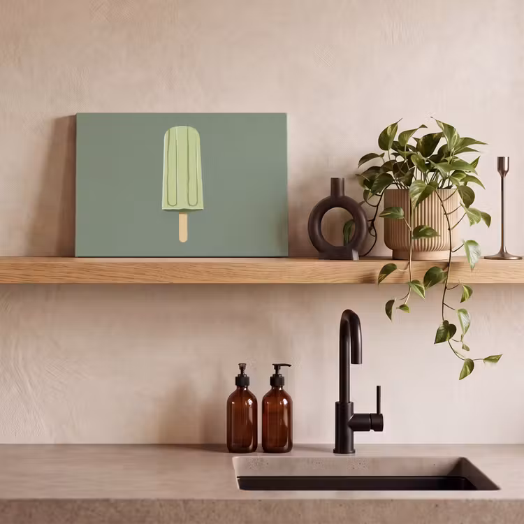 Groen - Waterijsje - Stokje - Illustratie canvas 2cm klein -sfeer3