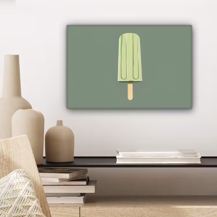 Groen - Waterijsje - Stokje - Illustratie canvas 2cm klein -sfeer6