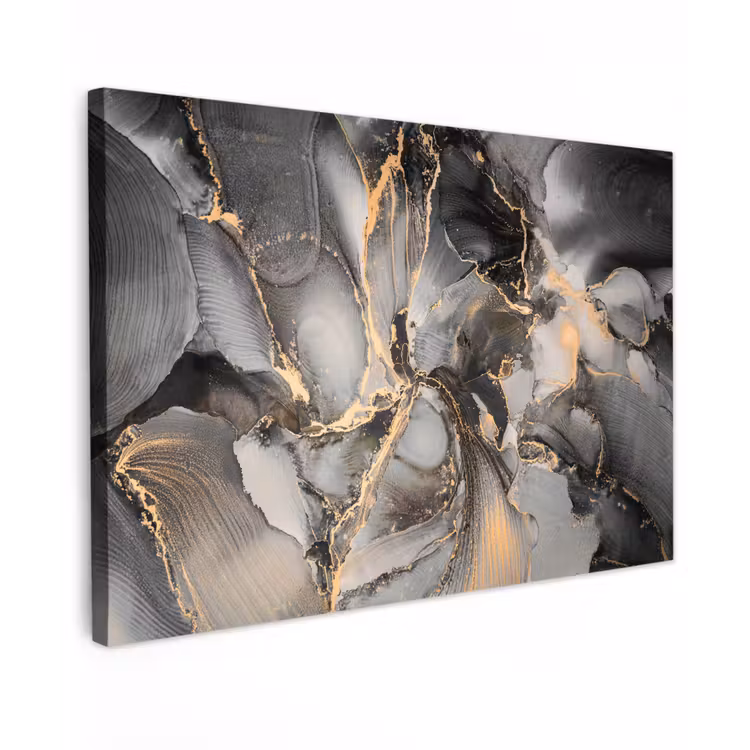 Grijs - Luxe  - Goud - Marmer canvas 2cm klein -z3d