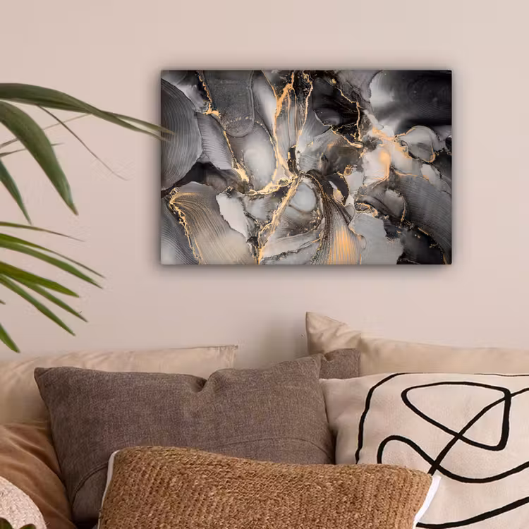 Grijs - Luxe  - Goud - Marmer canvas 2cm klein -sfeer1