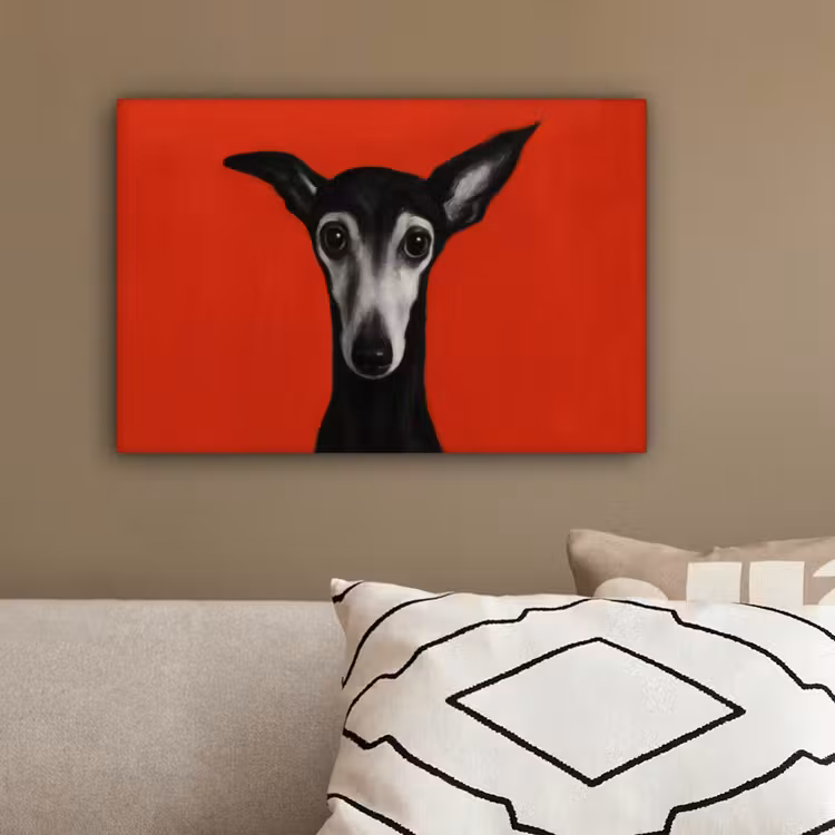 Windhond - Minimalistisch - Rood canvas 2cm klein -sfeer3