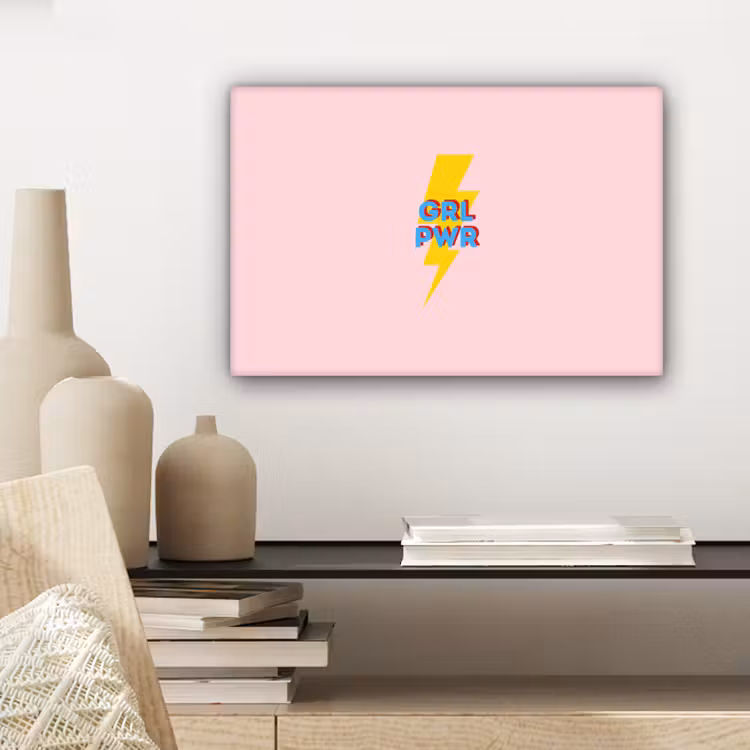 Grl pwr - Bliksem - Roze canvas 2cm klein -sfeer6