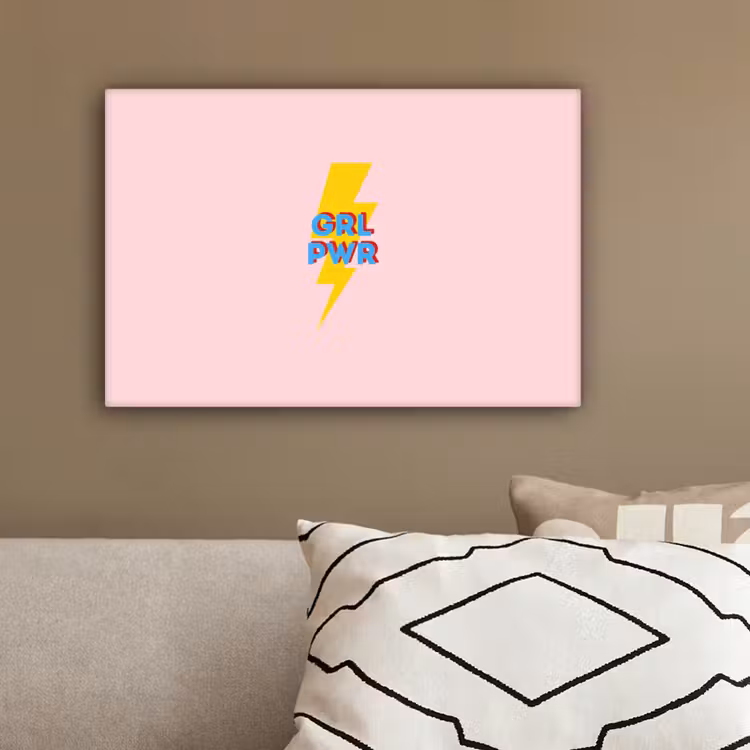 Grl pwr - Bliksem - Roze canvas 2cm klein -sfeer1