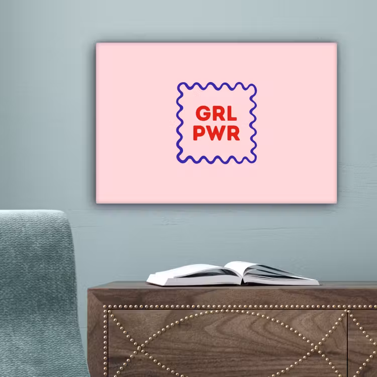 Grl pwr - Roze - Kader canvas 2cm klein -sfeer1
