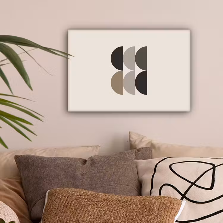 Halve cirkels - Aardetinten - Grafisch canvas 2cm klein -sfeer1