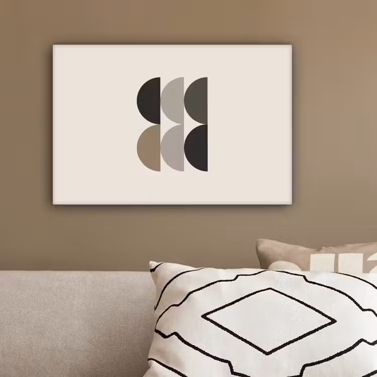 Halve cirkels - Aardetinten - Grafisch canvas 2cm klein -sfeer3