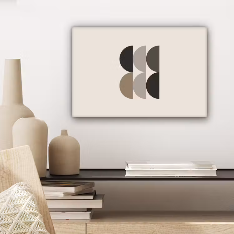 Halve cirkels - Aardetinten - Grafisch canvas 2cm klein -sfeer6