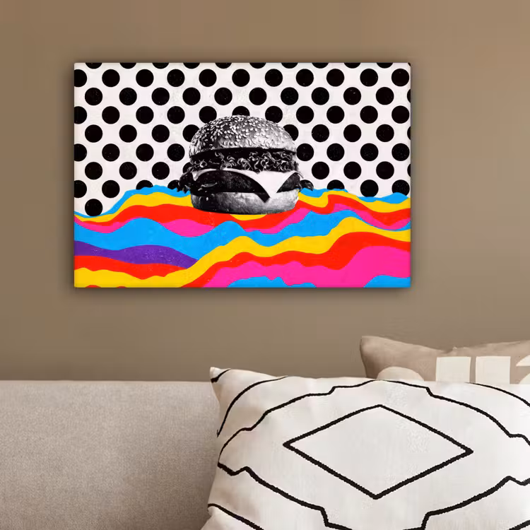 Hamburger - Stippen - Golven - Kleuren canvas 2cm klein -sfeer3