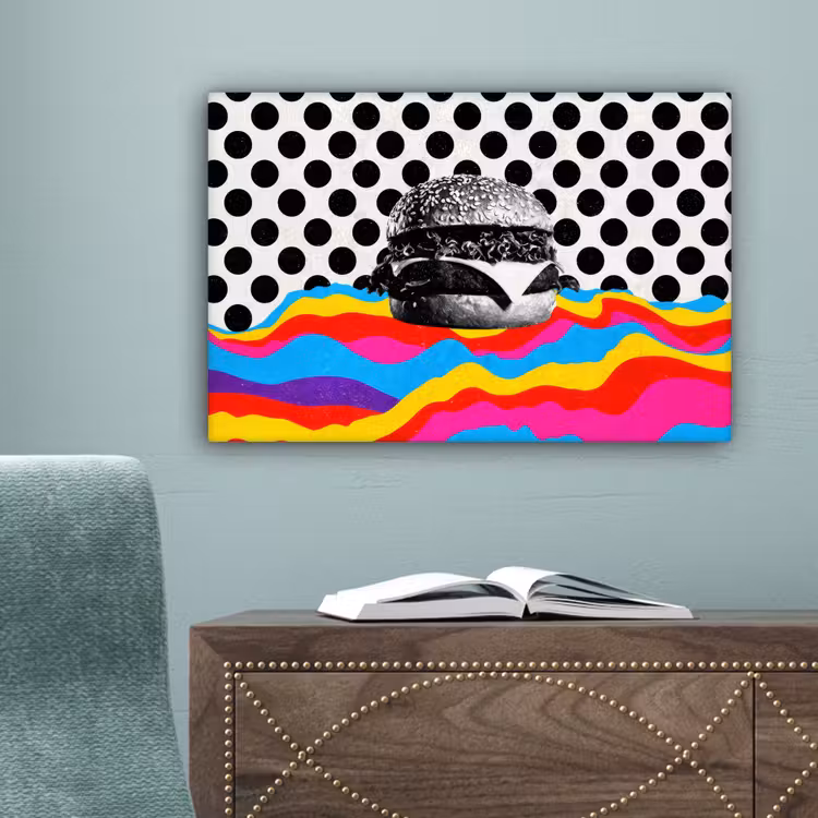 Hamburger - Stippen - Golven - Kleuren canvas 2cm klein -sfeer4