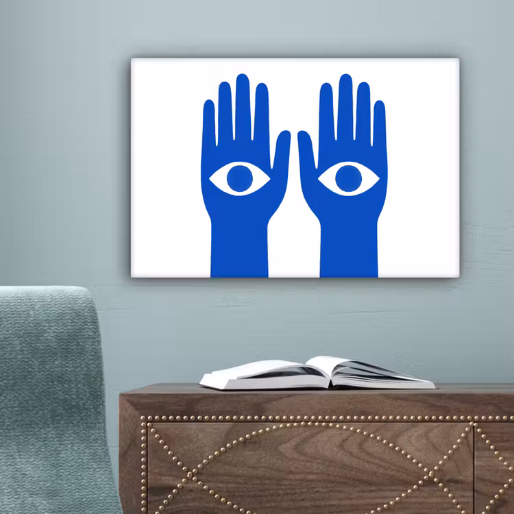 Handen - Twee - Ogen - Blauw canvas 2cm klein -sfeer4