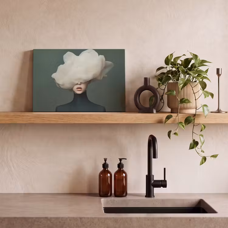 Hoed - Vrouw - Beige canvas 2cm klein -sfeer3