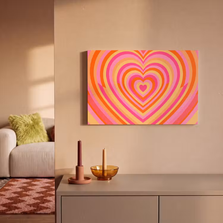 Hart - Concentrisch - Abstract - Liefde - Kleurrijk canvas 2cm klein -sfeer1