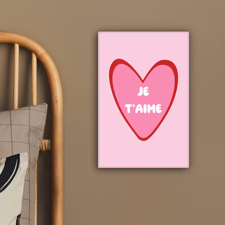 Hart - Frans - Valentijn - Roze canvas 2cm klein -sfeer3