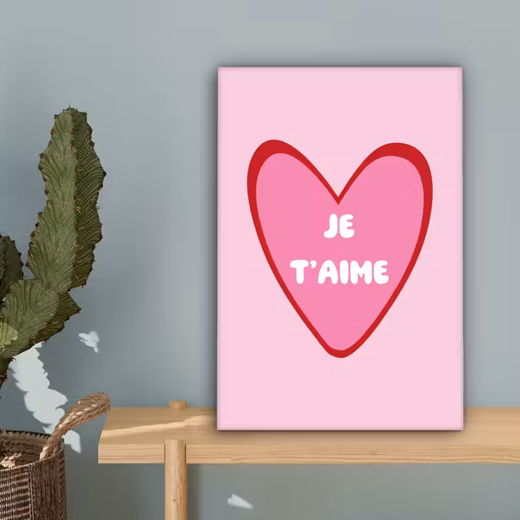 Hart - Frans - Valentijn - Roze canvas 2cm klein -sfeer4