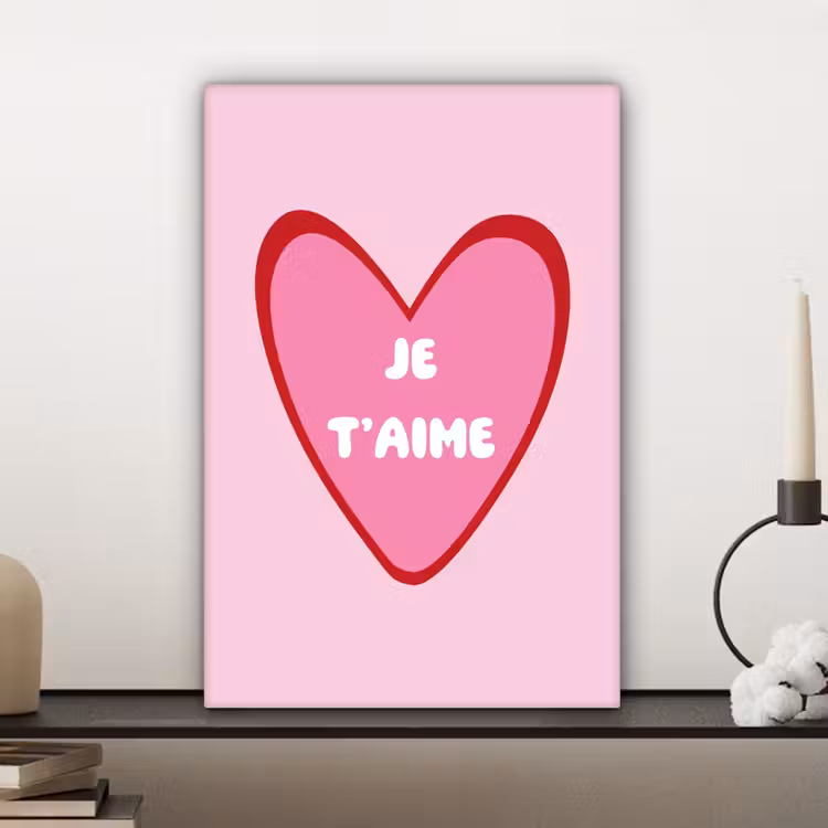 Hart - Frans - Valentijn - Roze canvas 2cm klein -sfeer6