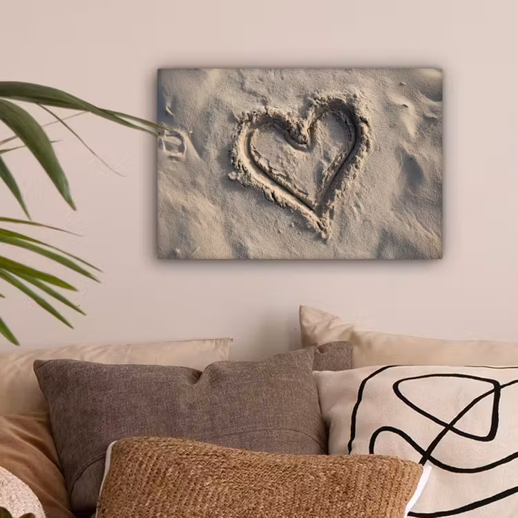 Hartvorm - Getekend - Beige - Zand canvas 2cm klein -sfeer1