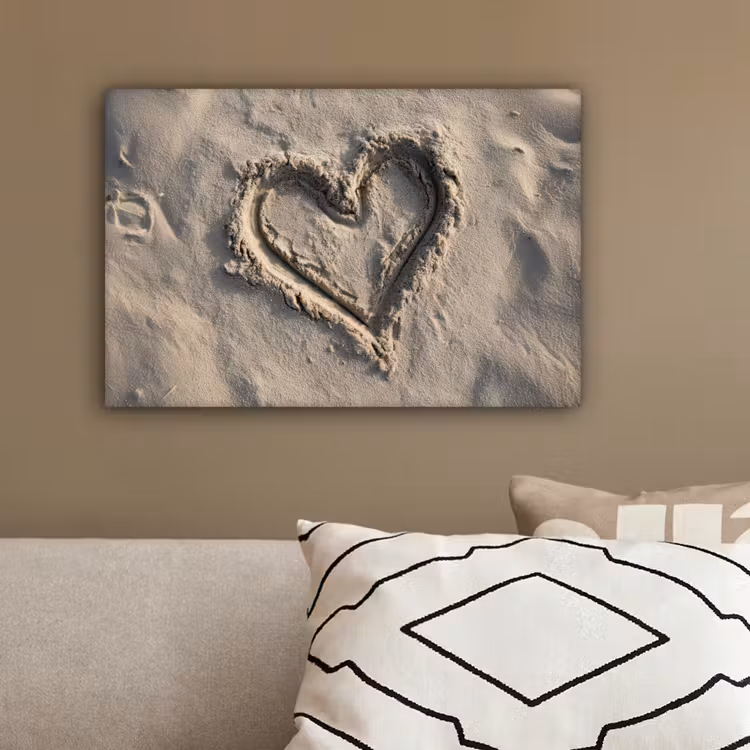 Hartvorm - Getekend - Beige - Zand canvas 2cm klein -sfeer3