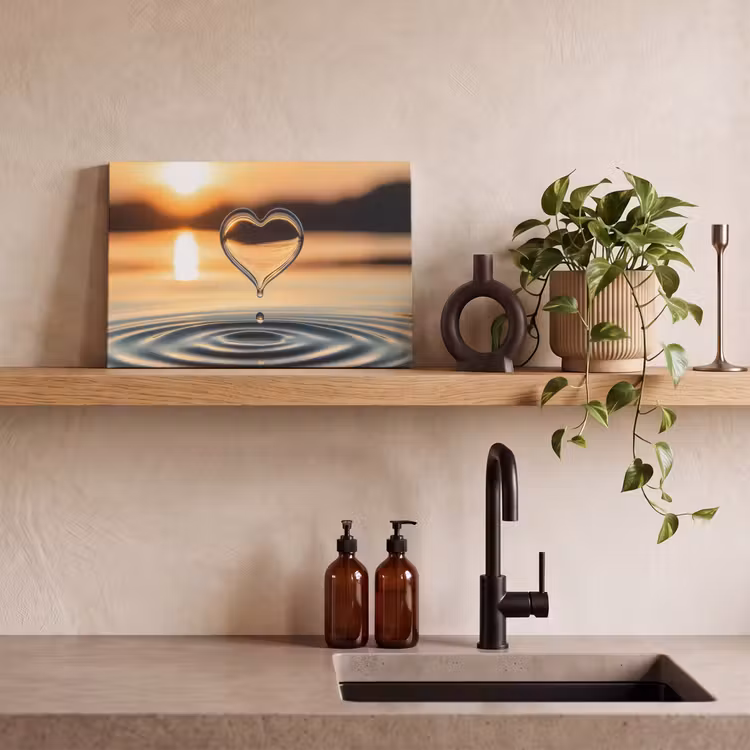 Hart - Water - Zonsondergang - Natuur - Zen canvas 2cm klein -sfeer3