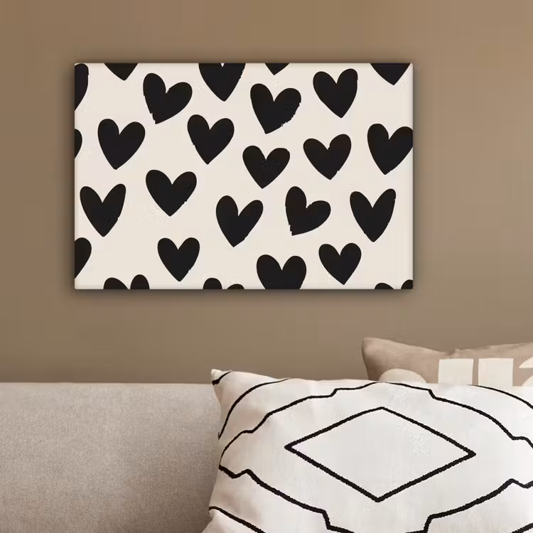 Hartjes - Zwart - Beige canvas 2cm klein -sfeer3