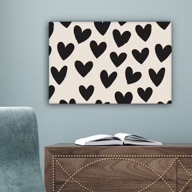 Hartjes - Zwart - Beige canvas 2cm klein -sfeer4