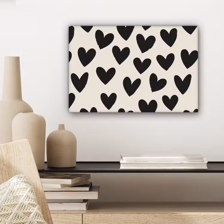 Hartjes - Zwart - Beige canvas 2cm klein -sfeer6