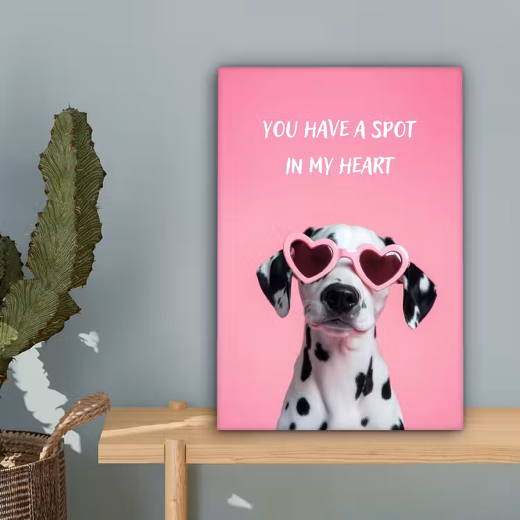 Hartjes - Hond - Valentijn - Roze canvas 2cm klein -sfeer4