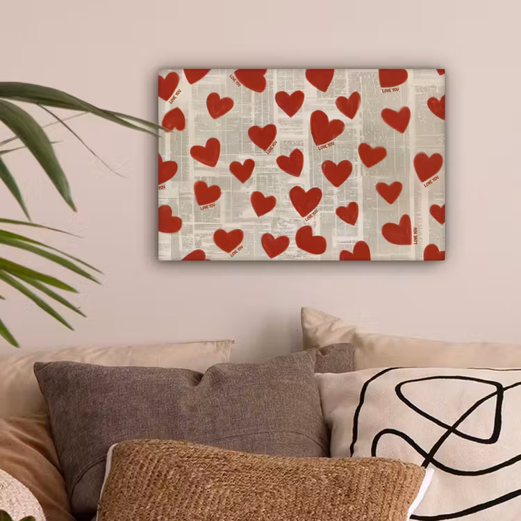 Hartjes - Krant - Loveyou canvas 2cm klein -sfeer1