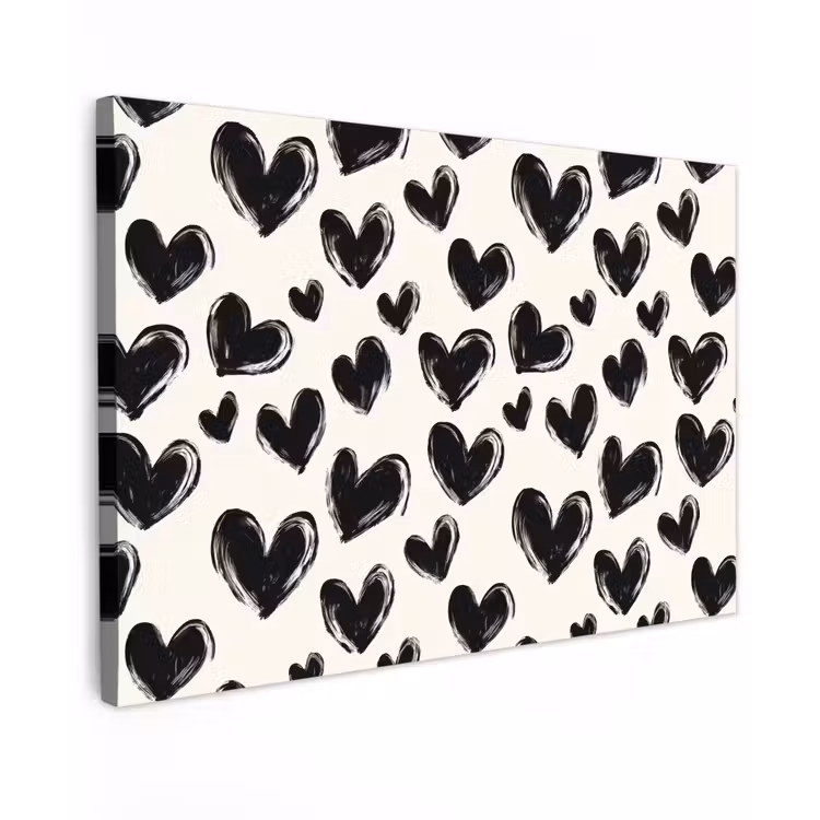Hartjes - Patroon - Zwart canvas 2cm klein 34 -z3d