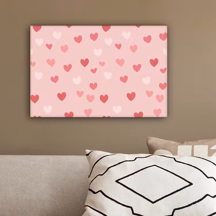 Hartjes - Patroon - Roze - Eenvoudig canvas 2cm klein -sfeer3