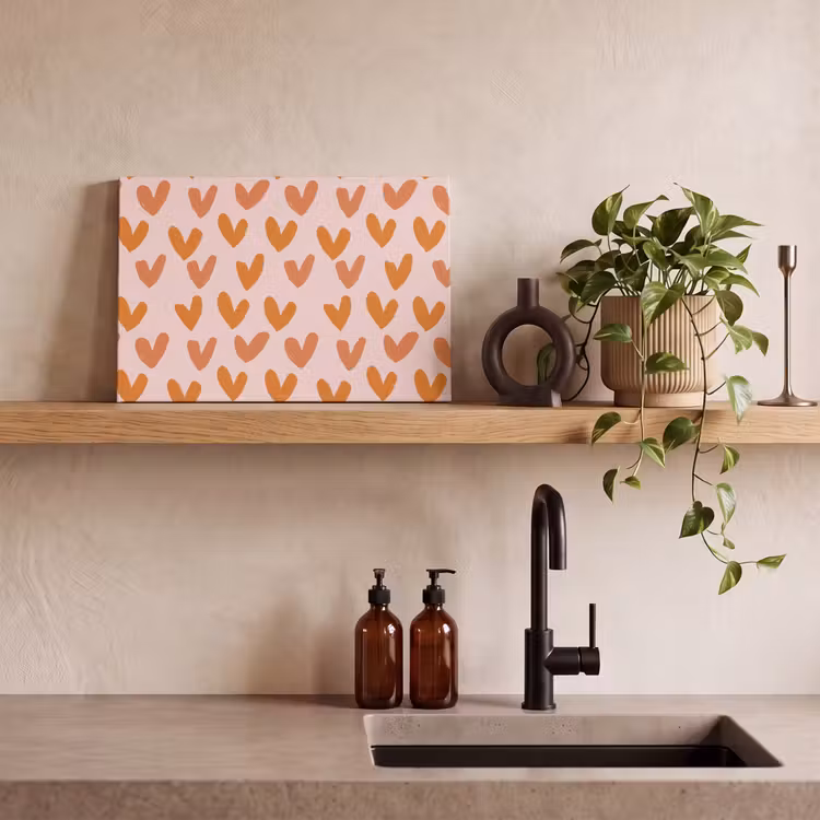 Hartjes - Getekend - Oranje canvas 2cm klein 34 -sfeer3
