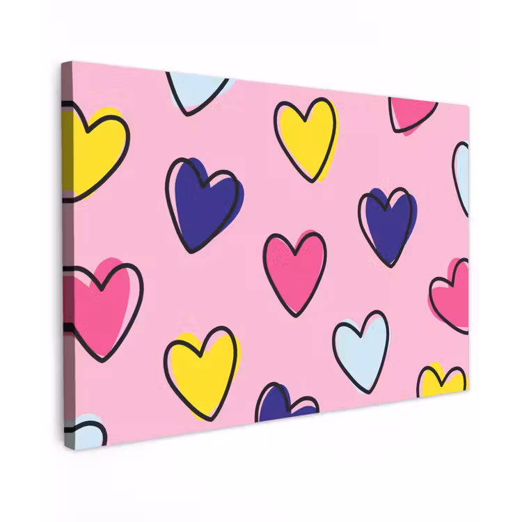 Hartjes - Valentijn - Patroon - Kleurrijk canvas 2cm klein -z3d