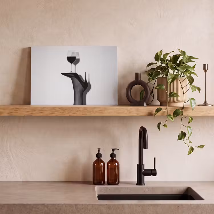 Hak - Wijn - Minimalistisch - Zwart canvas 2cm klein -sfeer3