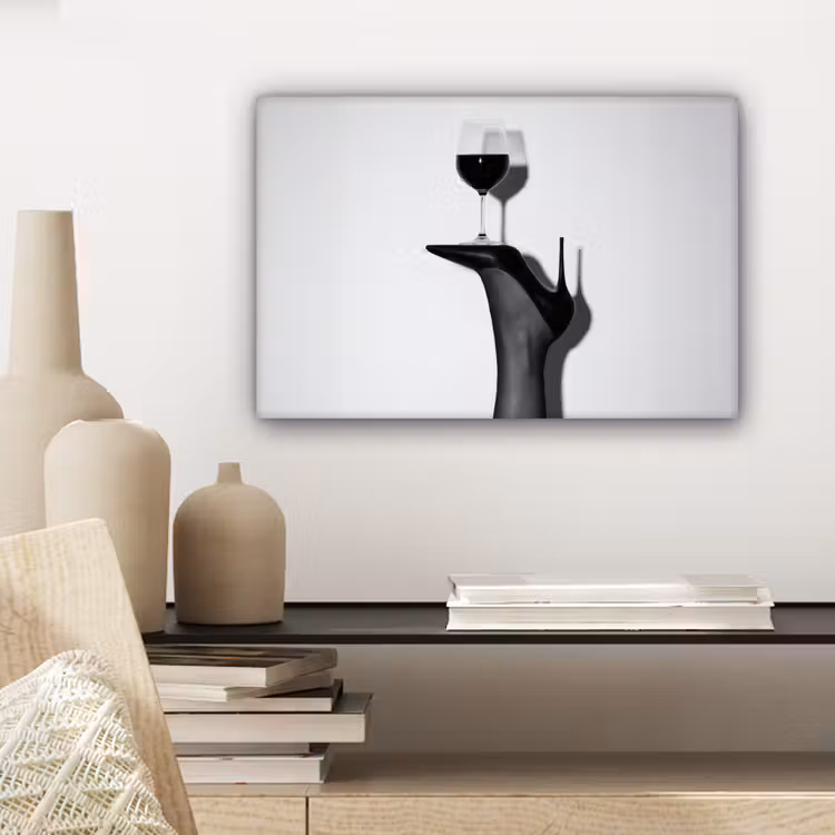 Hak - Wijn - Minimalistisch - Zwart canvas 2cm klein -sfeer6