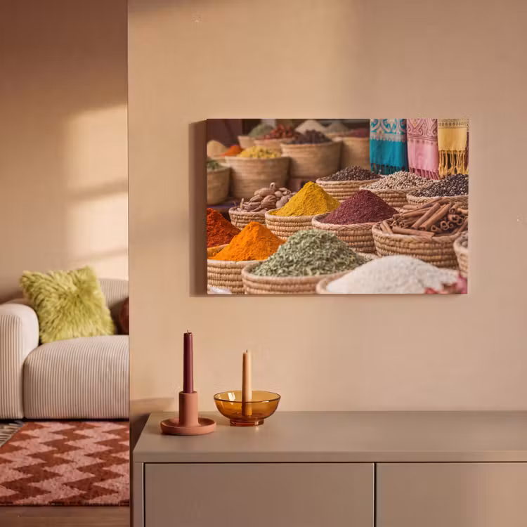 Canvas Print - Herbs - Baskets - Oriental - Kruiden - Manden - Oosters canvas 2cm klein