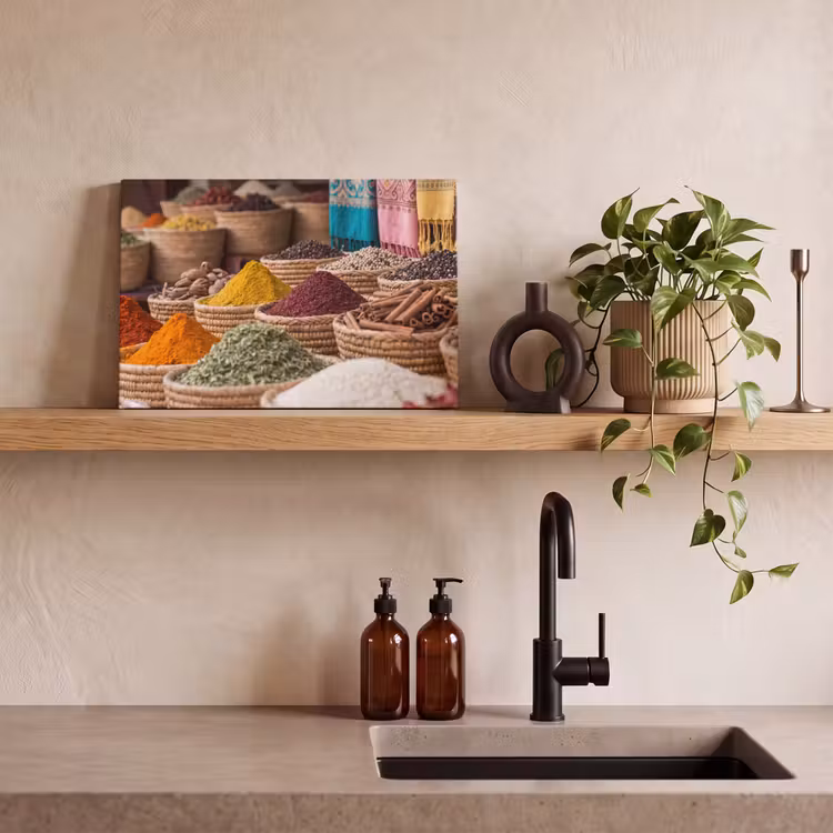 Canvas Print - Herbs - Baskets - Oriental - Kruiden - Manden - Oosters canvas 2cm klein