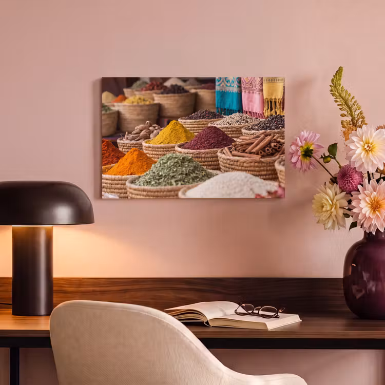 Canvas Print - Herbs - Baskets - Oriental - Kruiden - Manden - Oosters canvas 2cm klein