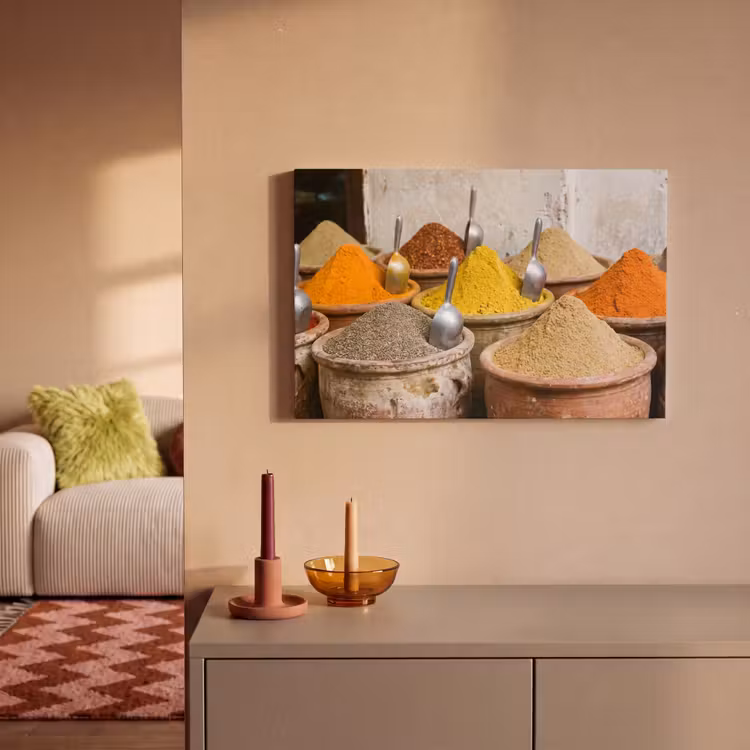 Canvas Print - Herbs - Jars - Asian - Kruiden - Potten - Oosters canvas 2cm klein