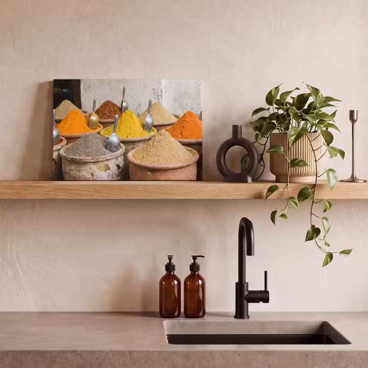 Canvas Print - Herbs - Jars - Asian - Kruiden - Potten - Oosters canvas 2cm klein